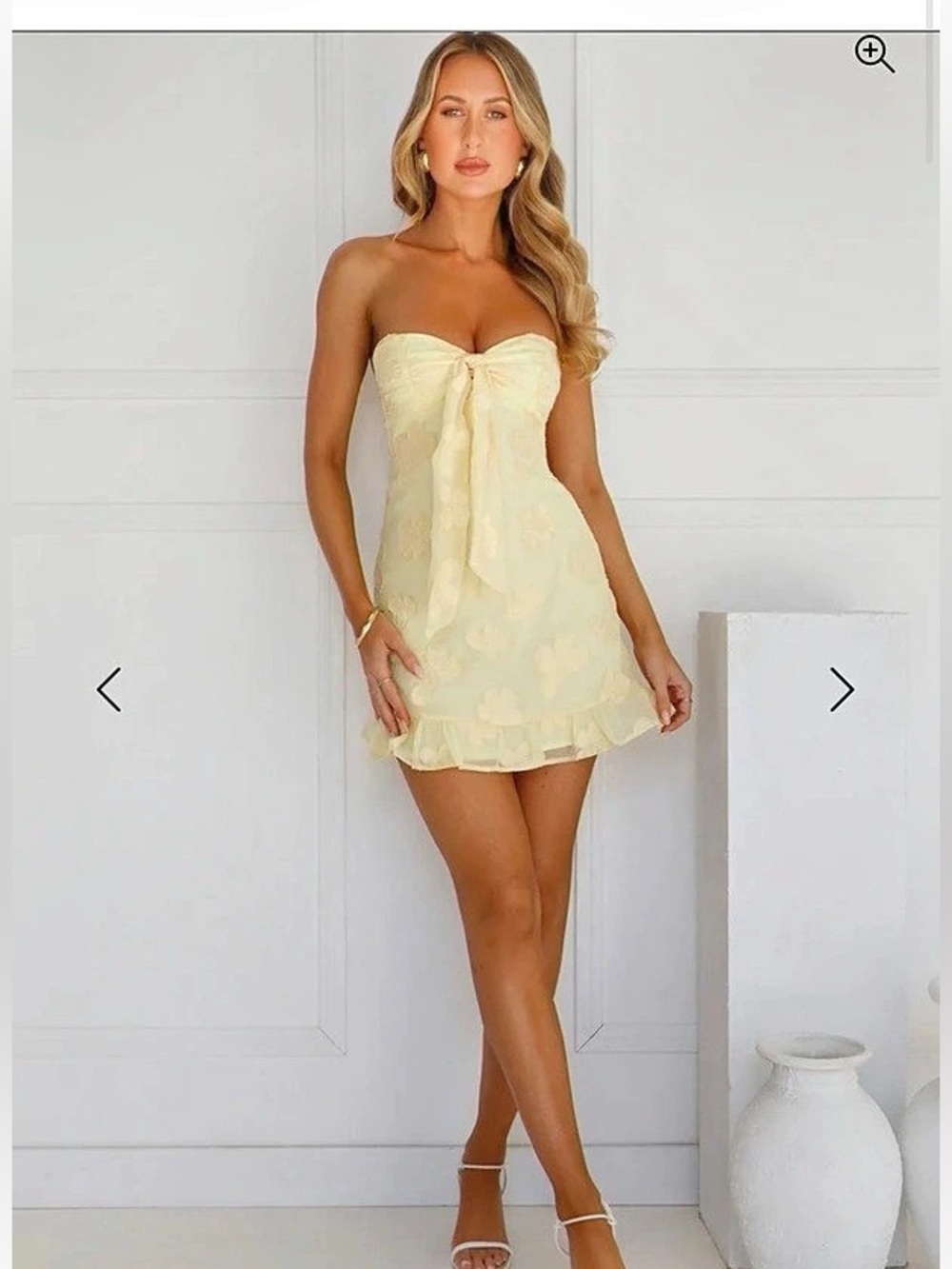 Hello Molly Delightful Dreams Strapless Mini Dress, Yellow size Large Brand New